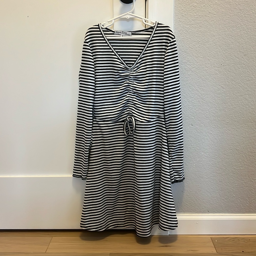 Black and white girls striped‎ dress.